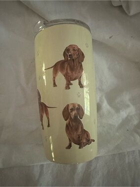 Dachshund Dog Print Travel 24 oz Tumbler - Cream